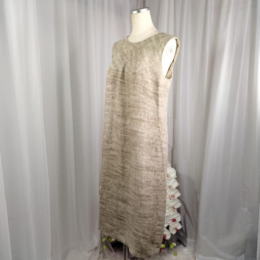 【美品】ヨシエイナバ　40 茶系　リネン100%　スーツ