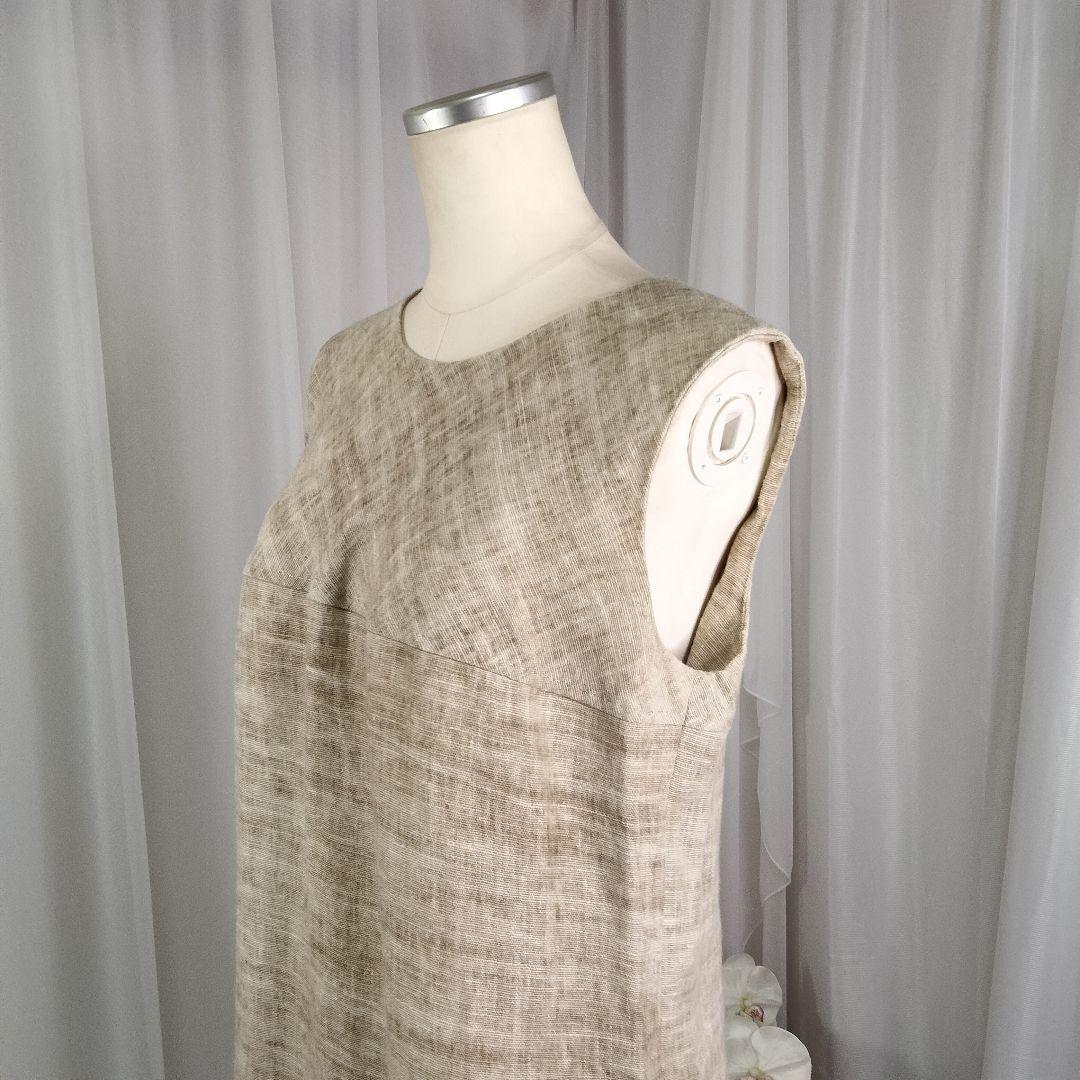 【美品】ヨシエイナバ　40 茶系　リネン100%　スーツ