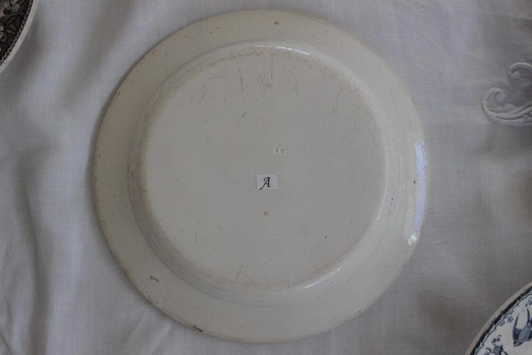 【A】クレイユ モントローグリザイユプレート/フランスアンティーク