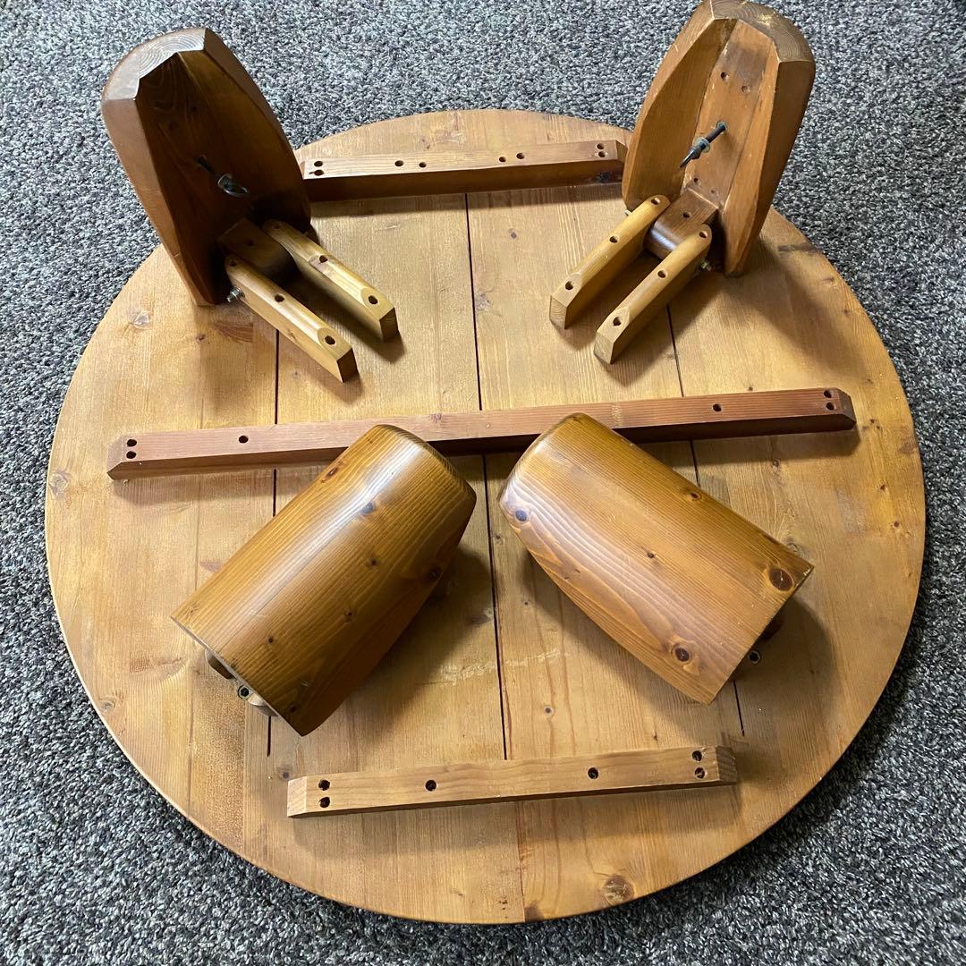 ちゃぶ台　丸テーブル　座卓　円卓　折りたたみテーブル　天然木　ローテーブル　美品