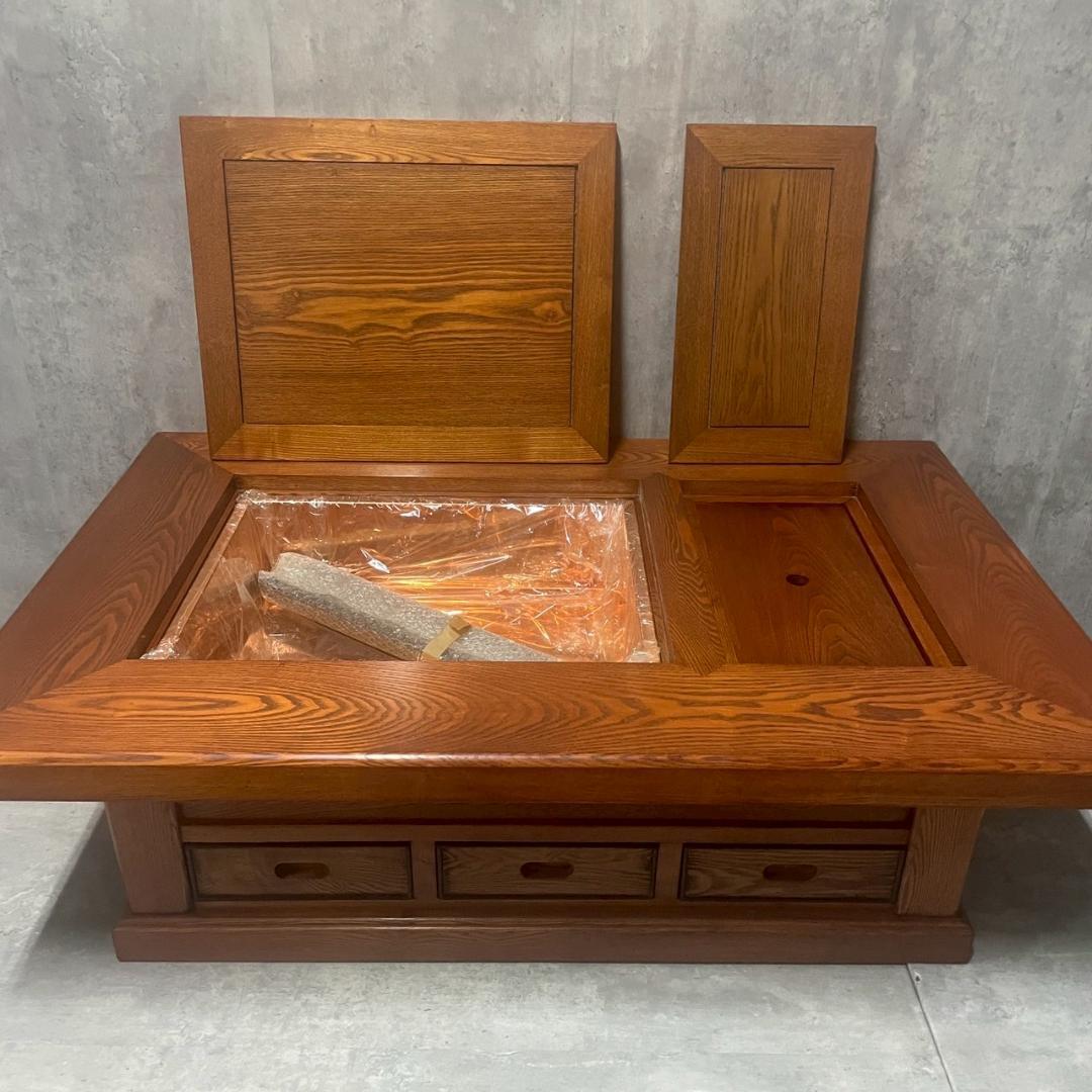 昭和レトロ アンティーク関西長火鉢 古民家家具 総欅無垢材 テーブル