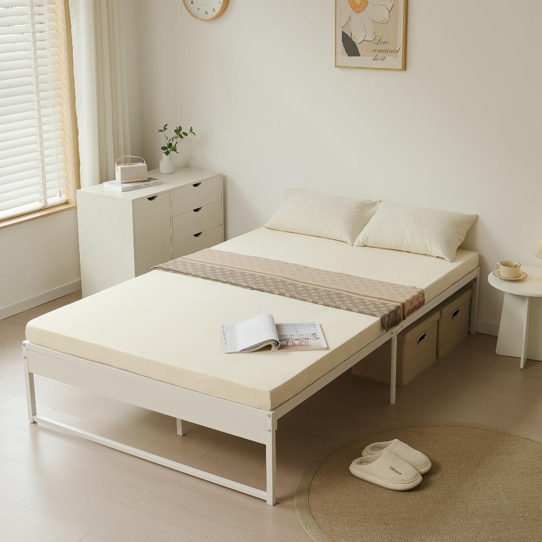 【ダブル D】ベッドフレーム パイプベッド シングルベッド 要組立品 ホワイト