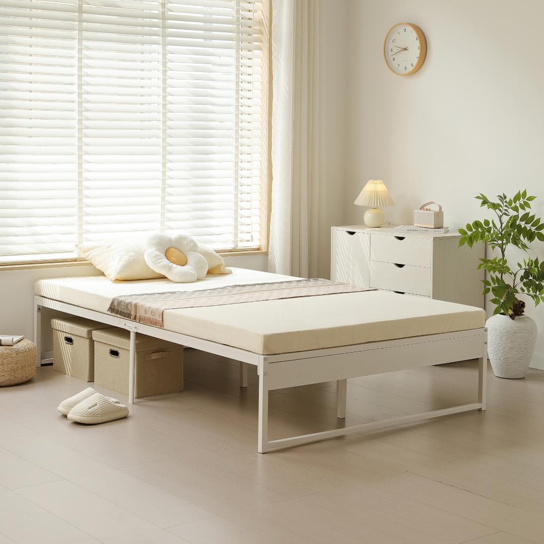 【ダブル D】ベッドフレーム パイプベッド シングルベッド 要組立品 ホワイト