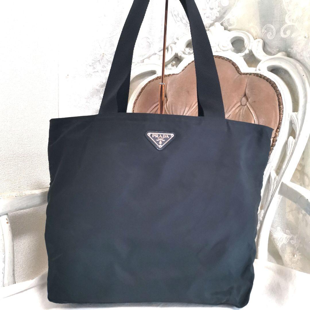 【美品】プラダPRADA 肩掛けトートバッグ 黒ポコノ 鑑定済!