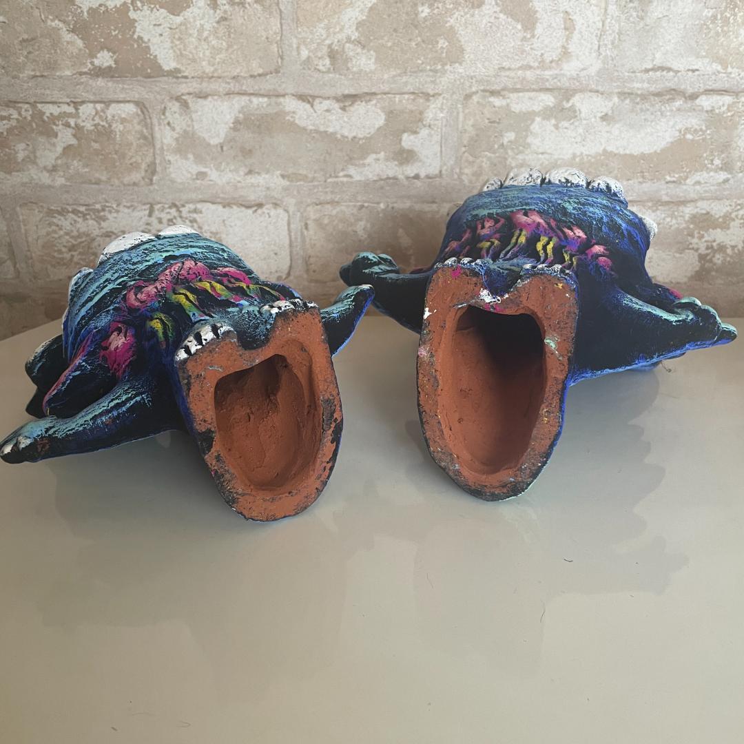 シーサーLサイズ 沖縄 米子焼オリジナル ペア置物 かわいい守り神　魔除け