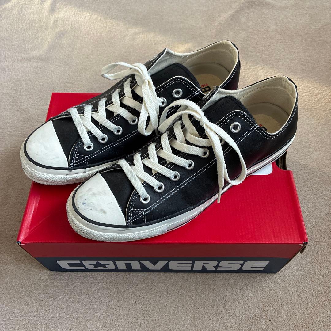 CONVERSE レザー　オールスター　ロー　オックス　ブラック　28