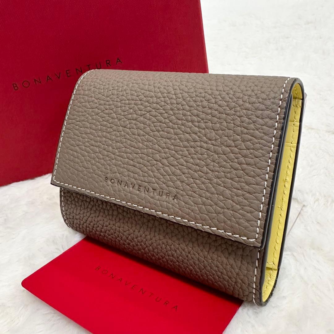 未使用級✨現行 BONAVENTURA フラップ スモールウォレット グレージュ