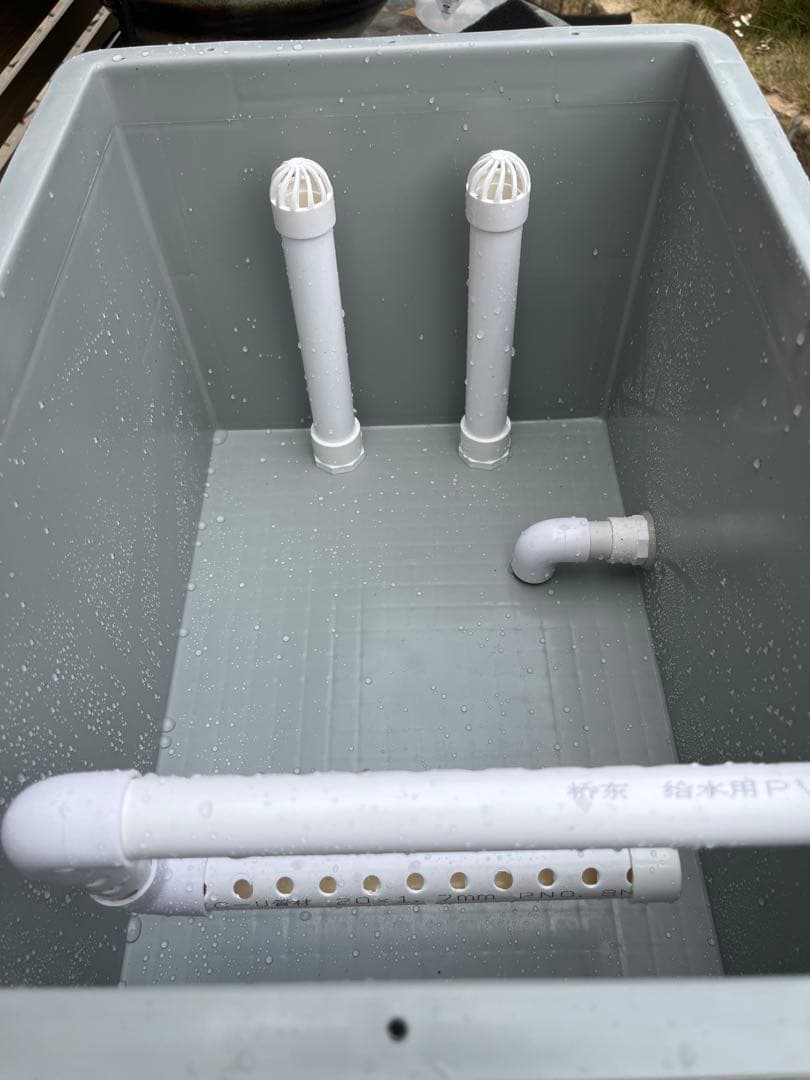 大型水槽用沈殿物理生物一体型濾過槽　水中ポンプ　バイオスポンジフィルター付き