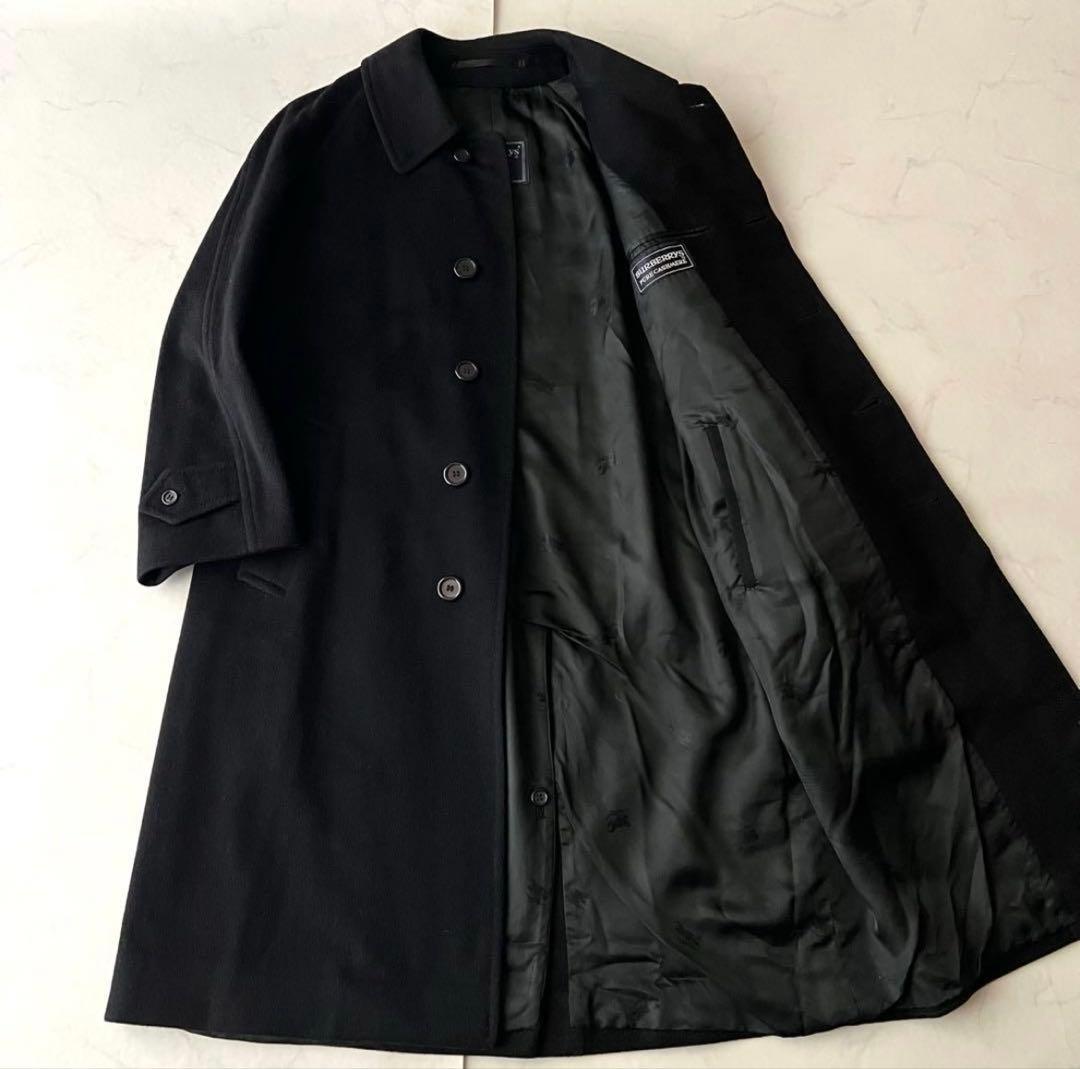 バーバリー カシミヤ 100% バルマカンコート イングランド製 ダークネイビー