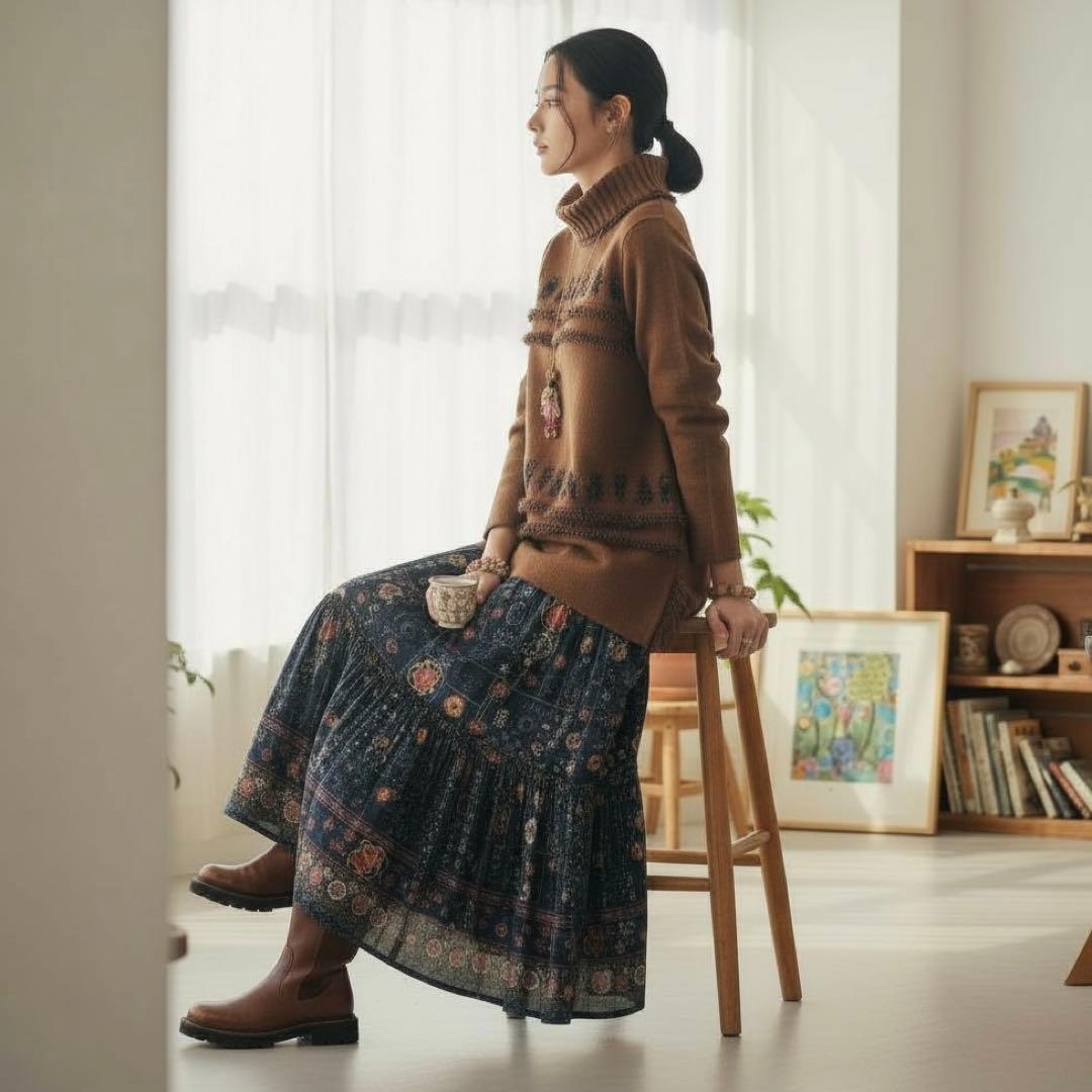 アルベロベロ タートルネック ニット セーター ブタさん フリンジ オレボレブラ