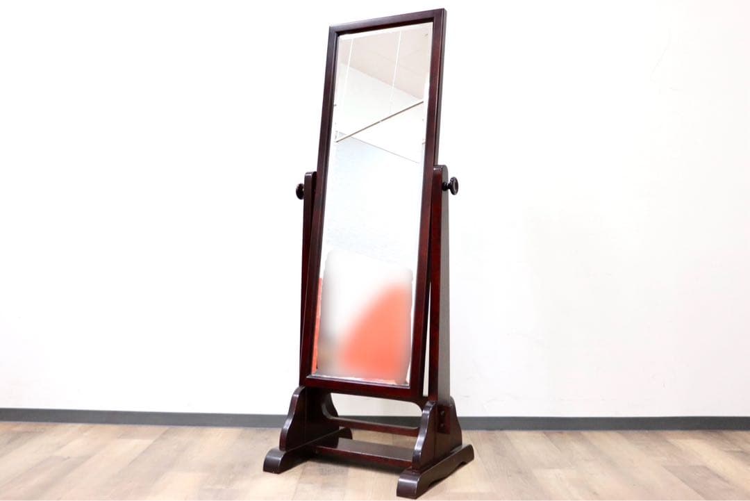 GMGF107○安芸民芸 スタンドミラー 鏡 姿見 全身鏡 椛 樺材 無垢材