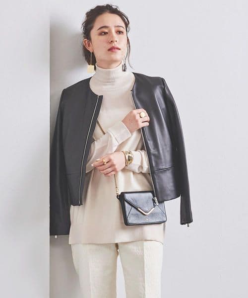 【美品】UNITED ARROWS UBCB シープレザー ノーカラージャケット