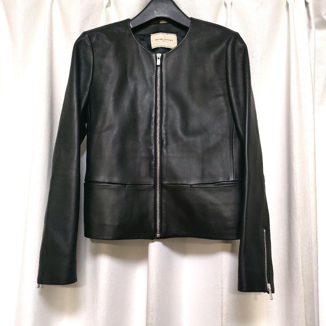 【美品】UNITED ARROWS UBCB シープレザー ノーカラージャケット