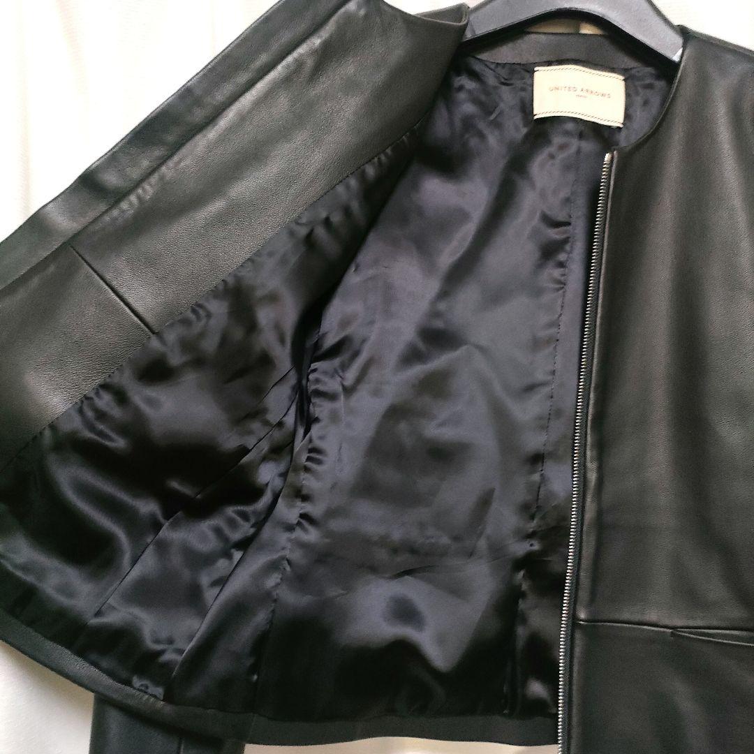 【美品】UNITED ARROWS UBCB シープレザー ノーカラージャケット