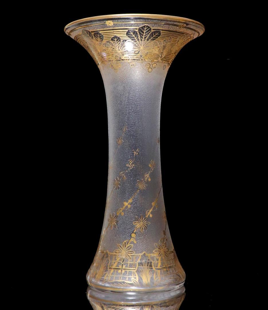オールド・バカラ 入手困難!! 美術館級 金彩ジブレ装飾 大型花瓶 アンティーク