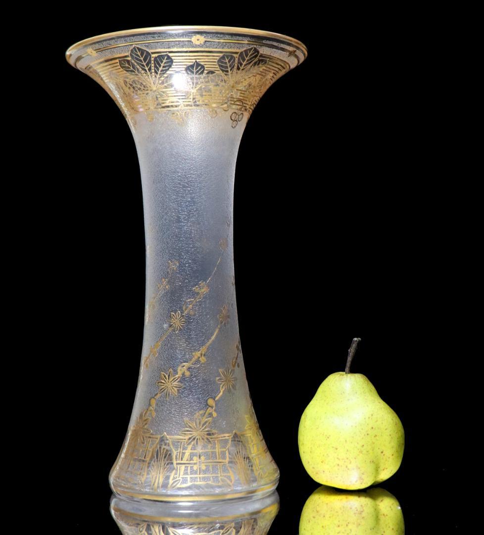 オールド・バカラ 入手困難!! 美術館級 金彩ジブレ装飾 大型花瓶 アンティーク