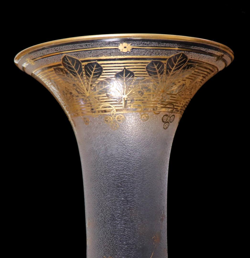 オールド・バカラ 入手困難!! 美術館級 金彩ジブレ装飾 大型花瓶 アンティーク