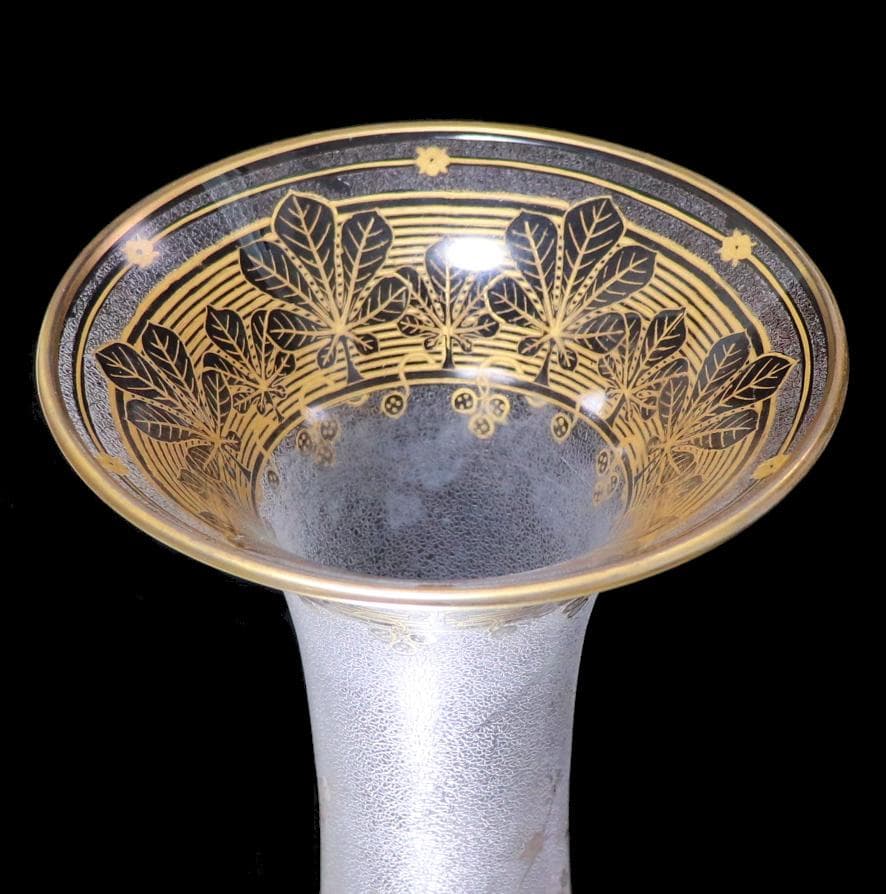 オールド・バカラ 入手困難!! 美術館級 金彩ジブレ装飾 大型花瓶 アンティーク