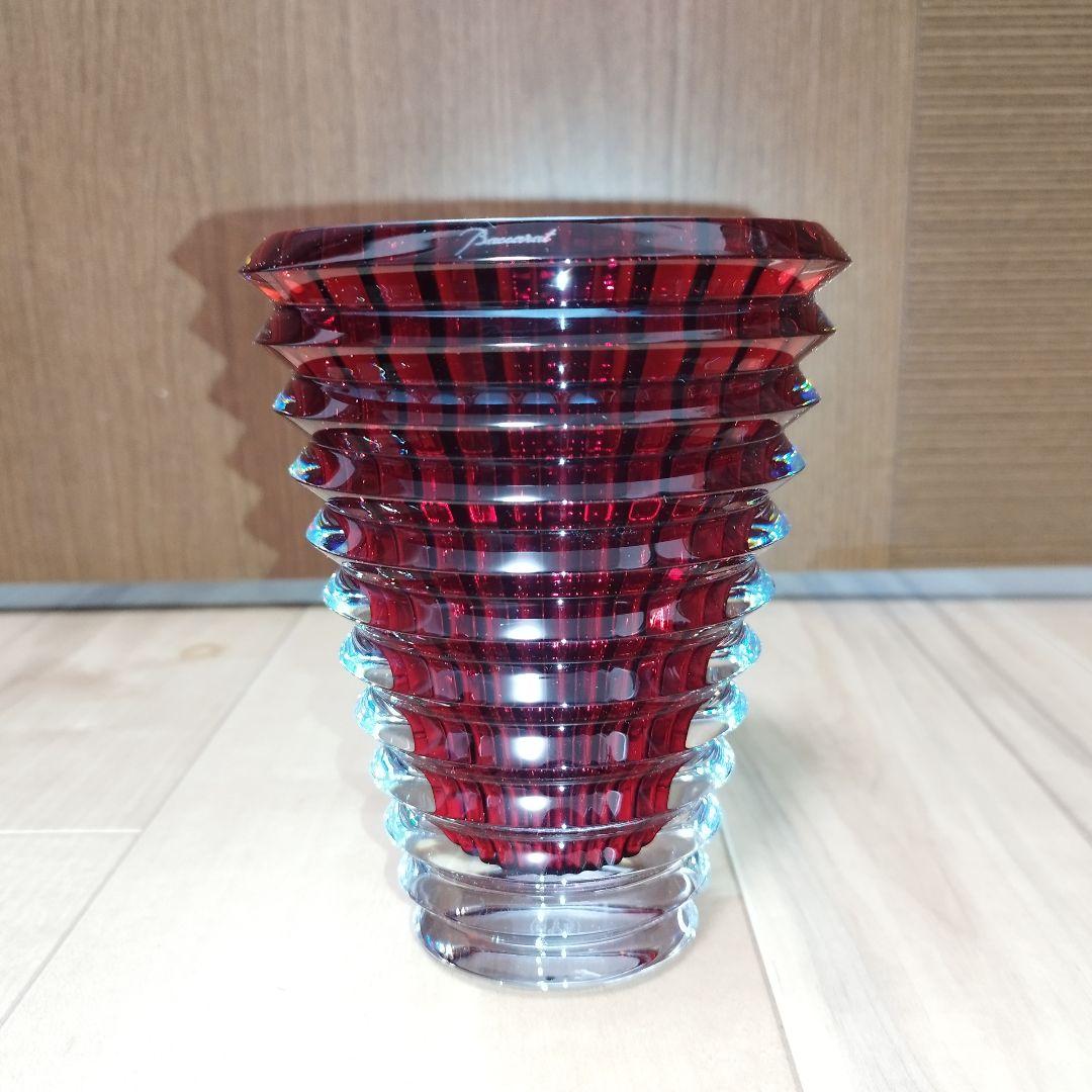 【美品】花瓶　Baccarat アイ ベース レッド S