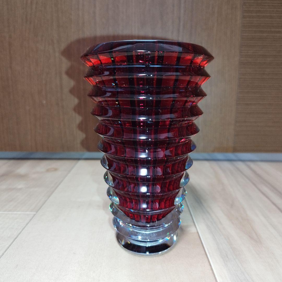 【美品】花瓶　Baccarat アイ ベース レッド S