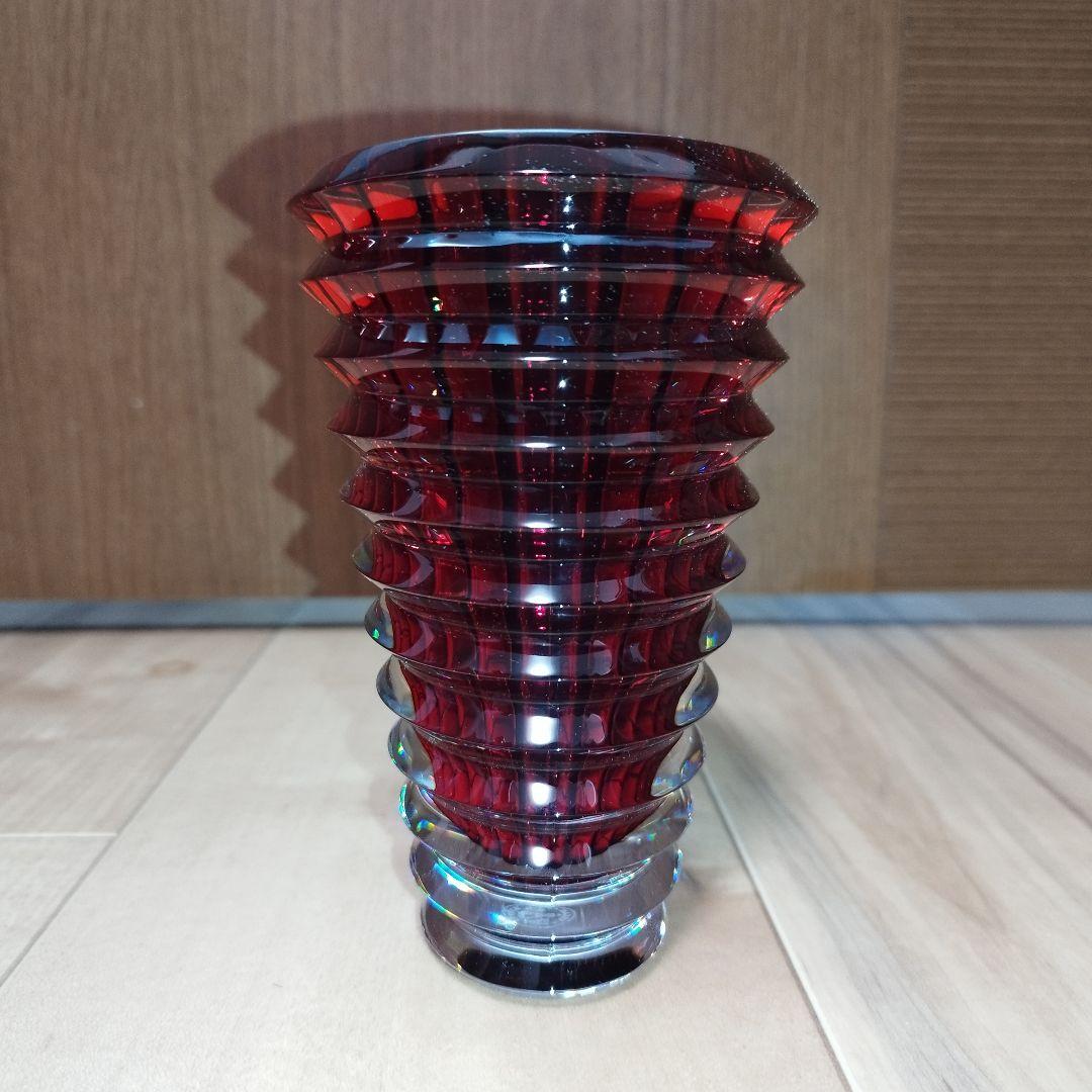 【美品】花瓶　Baccarat アイ ベース レッド S