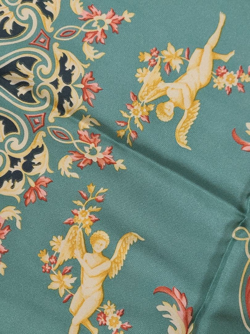 値下げ♪ETRO シルク スカーフ アラベスク柄 天使柄 イタリア製