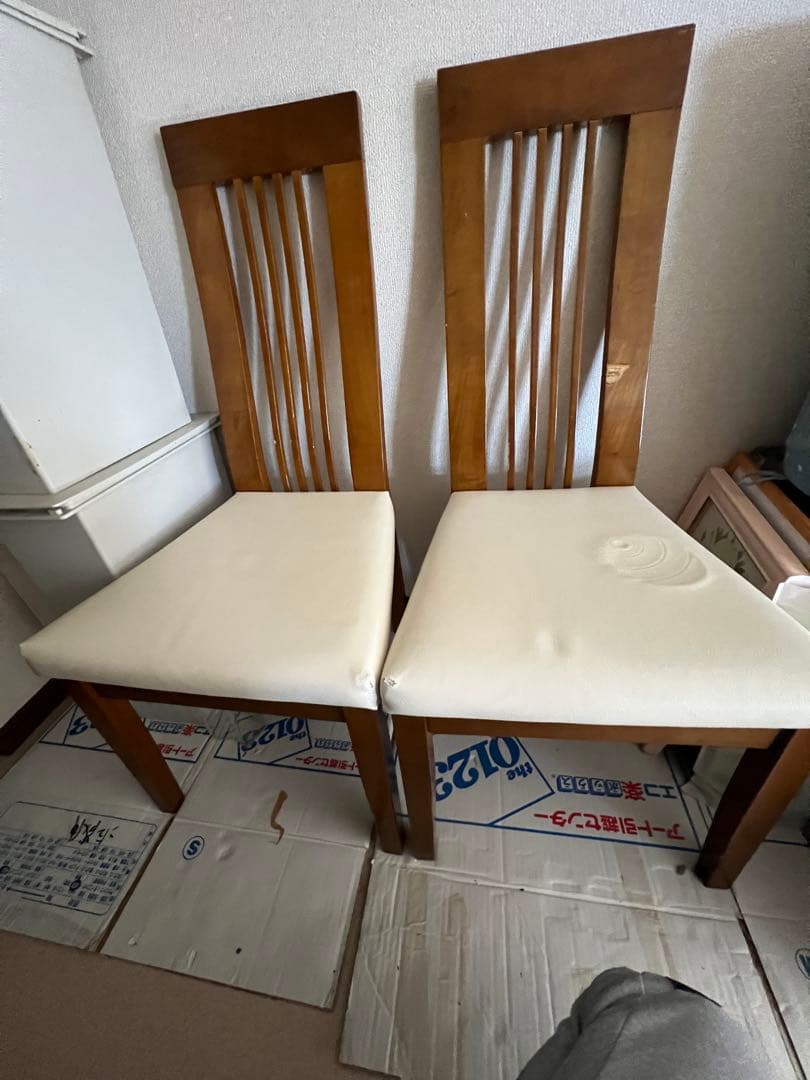 木製 ダイニングチェア 2脚セット アイボリー 食卓椅子