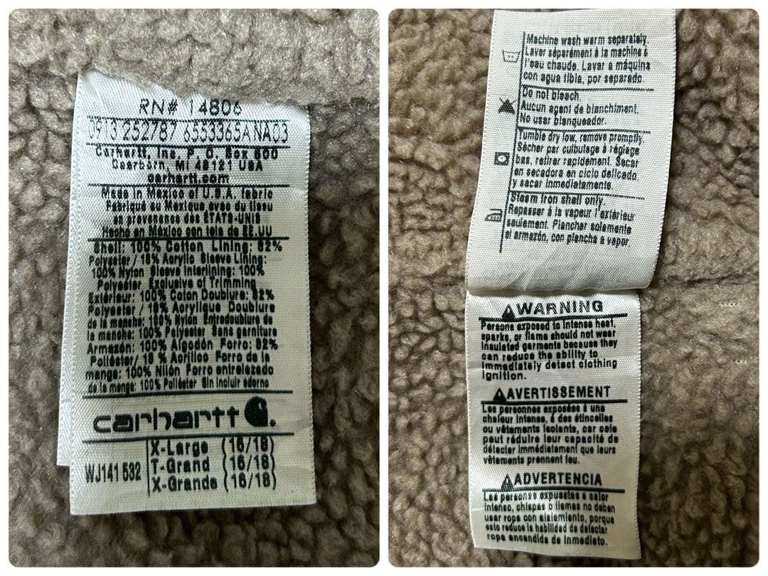 カーハート シエラ ジャケット ライトピンク 希少 フード メキシコ製 XL