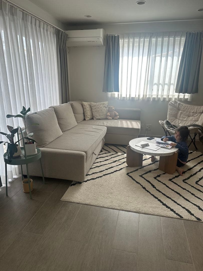 手渡しのみ IKEA フリーヘーテン コーナーソファーベッド　収納付き