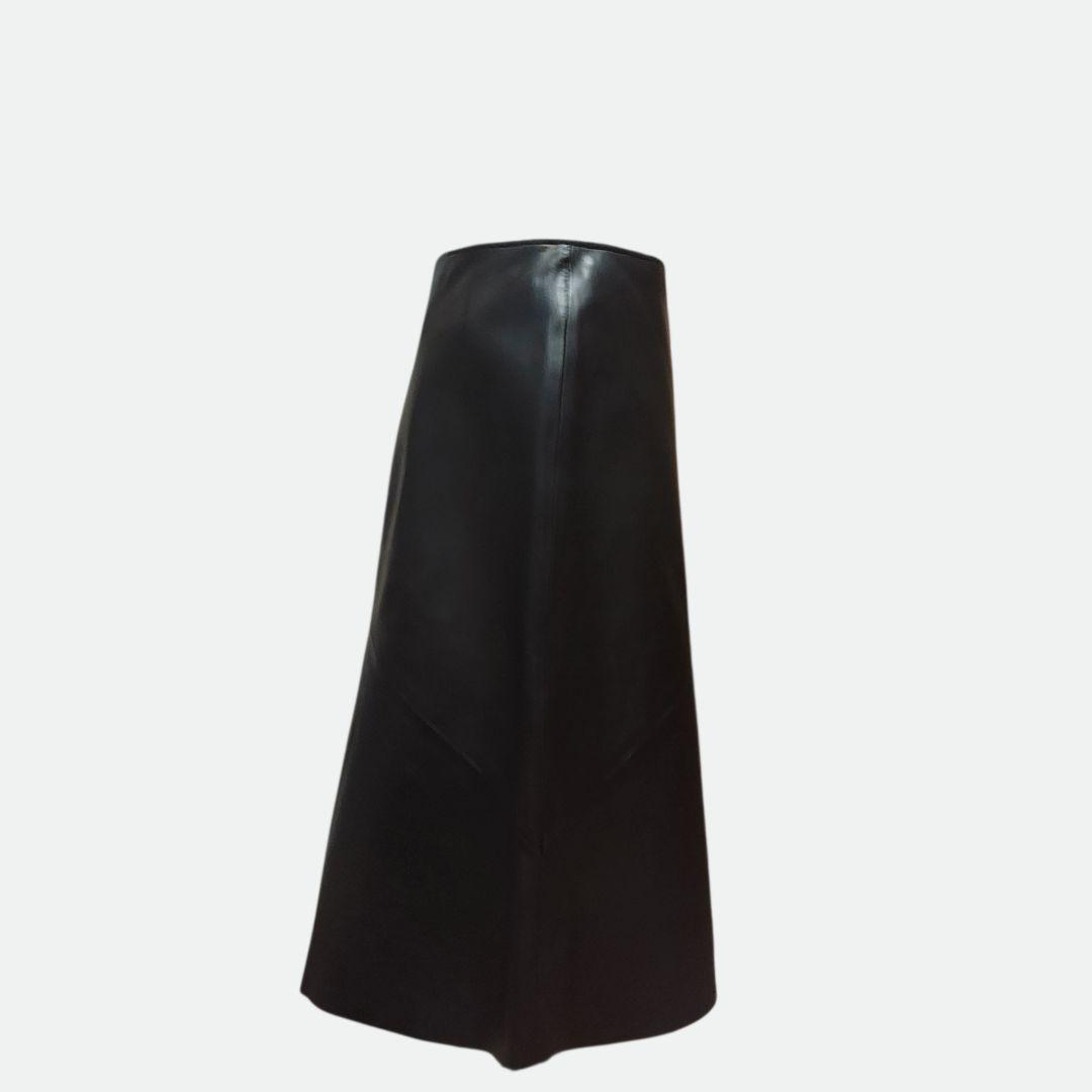 カルバンクライン 羊革 ラムレザー 膝丈スカート 黒 W62〜66