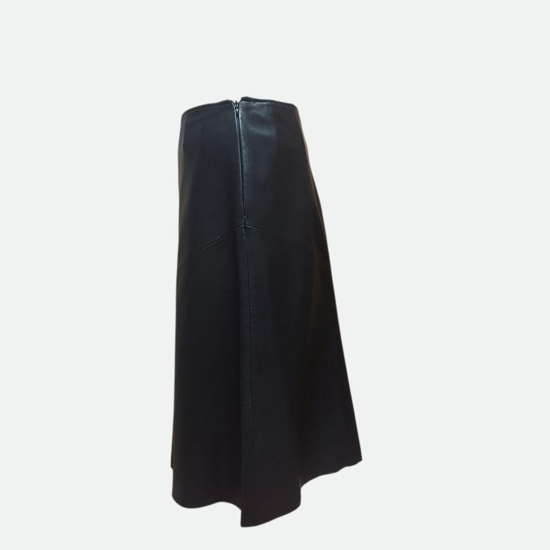 カルバンクライン 羊革 ラムレザー 膝丈スカート 黒 W62〜66