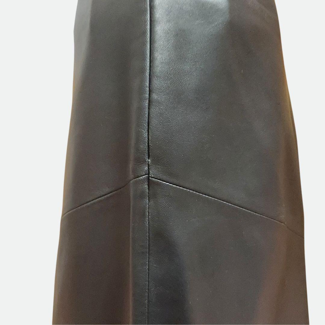 カルバンクライン 羊革 ラムレザー 膝丈スカート 黒 W62〜66