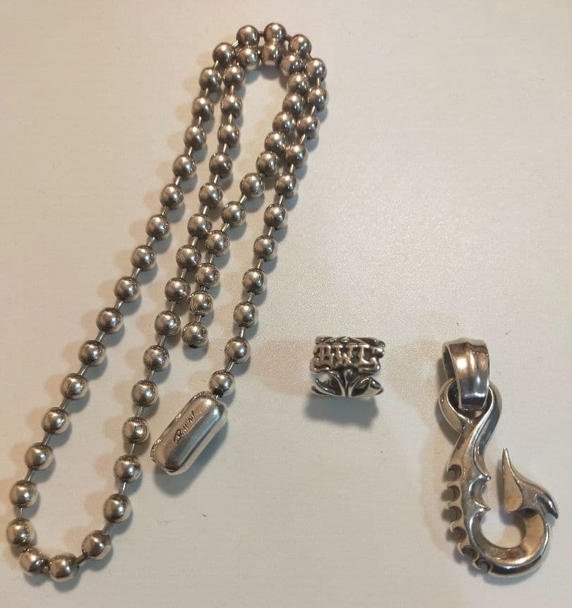 【BWL】フィッシュフック・ボールチェーンネックレス＆カーディガンのセット