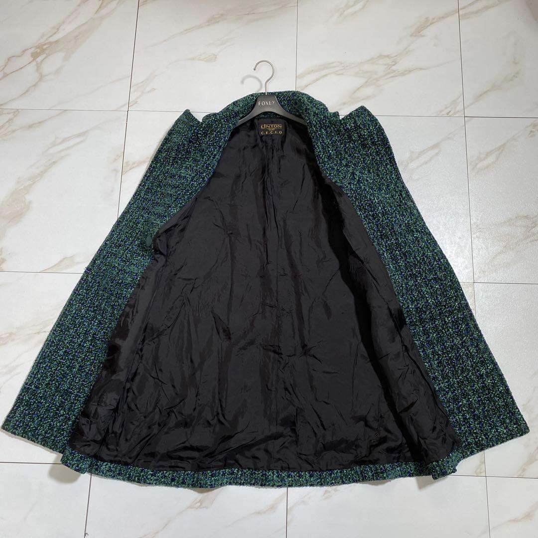 希少カラー♡LINTON ツイード ダブルブレストロングコート オートクチュール