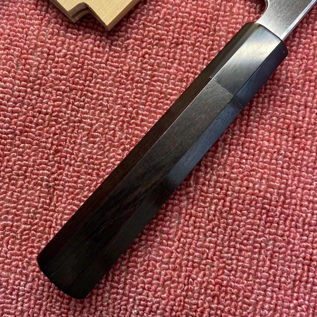 青二鋼　水本焼き　切付包丁　225㎜　7.5寸 鞘付き