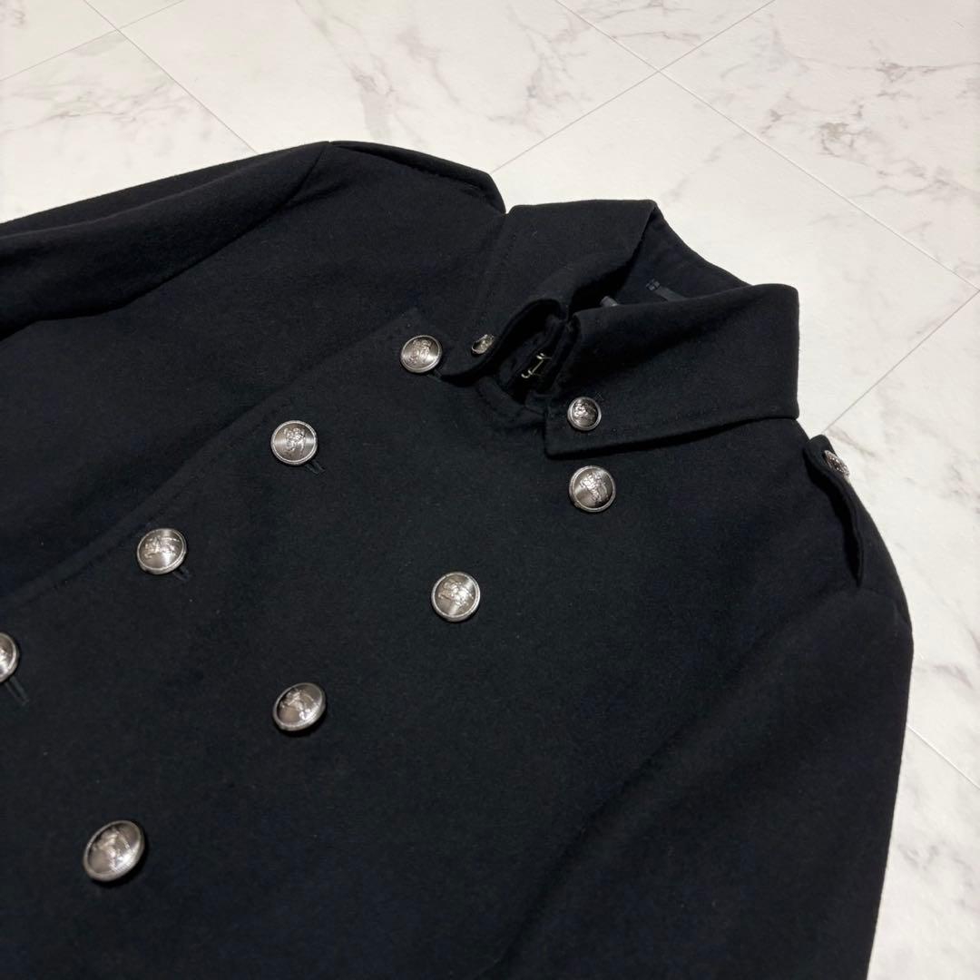 【美品】バーバリー ブラックレーベル ナポレオンコート 銀ボタン カシミヤ L