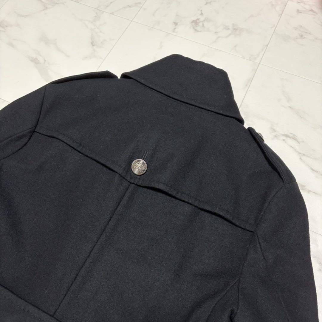 【美品】バーバリー ブラックレーベル ナポレオンコート 銀ボタン カシミヤ L