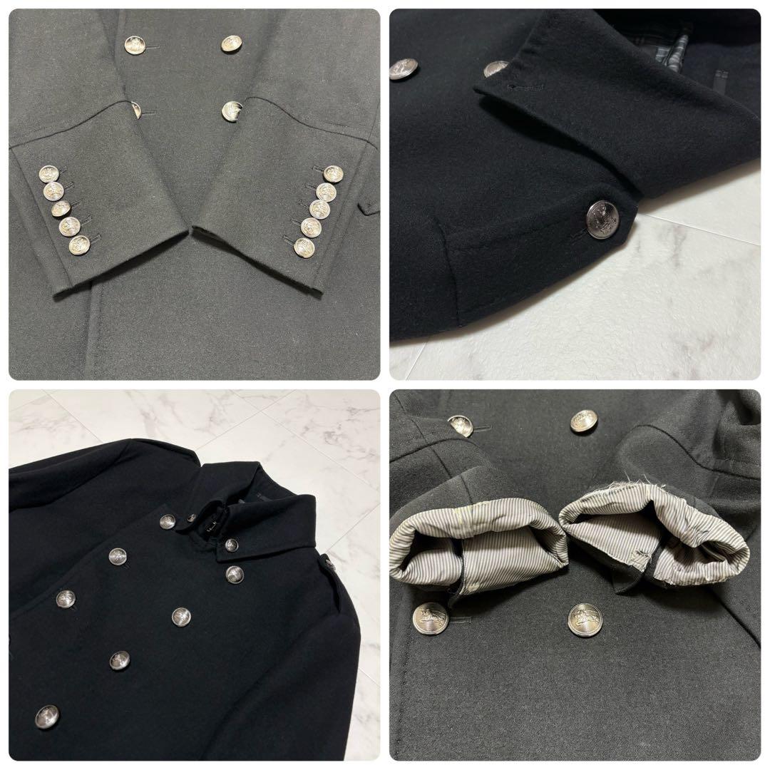 【美品】バーバリー ブラックレーベル ナポレオンコート 銀ボタン カシミヤ L