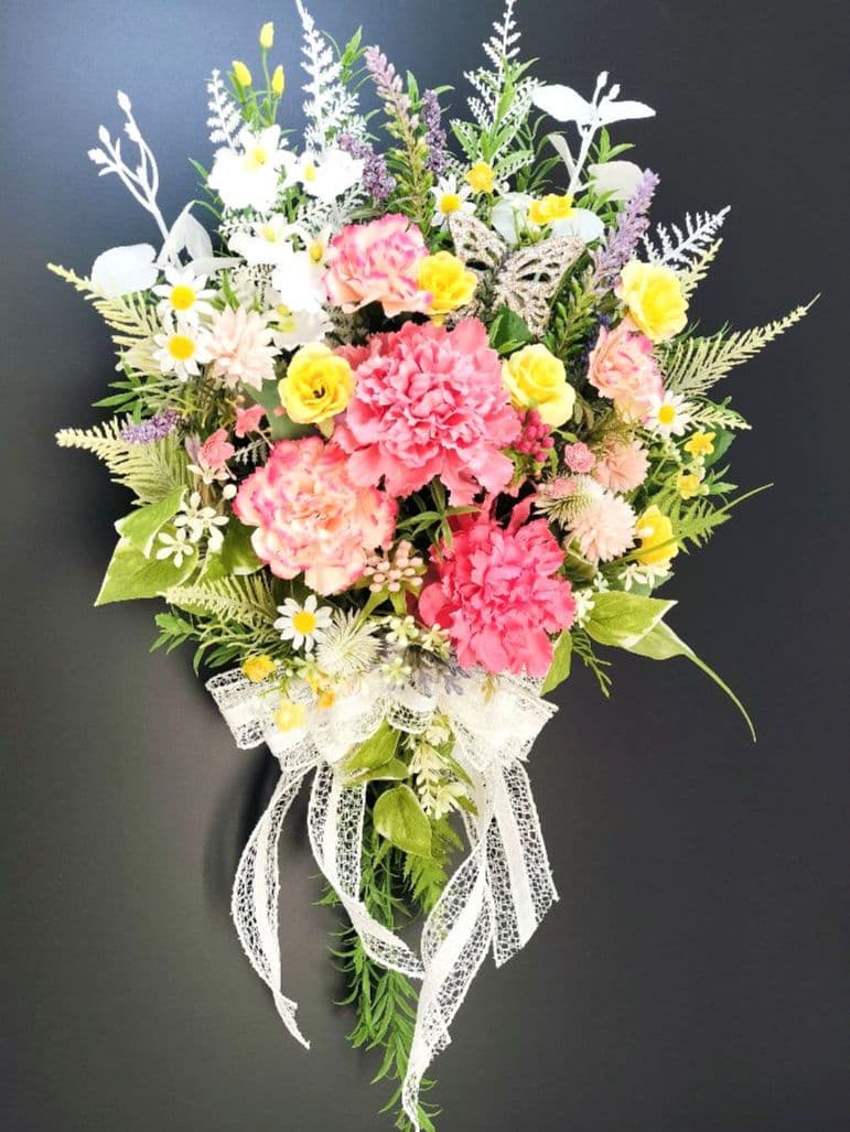 商品名【美羽】MEGママ❤️ピンクカーネーションのスワッグリース 春リース