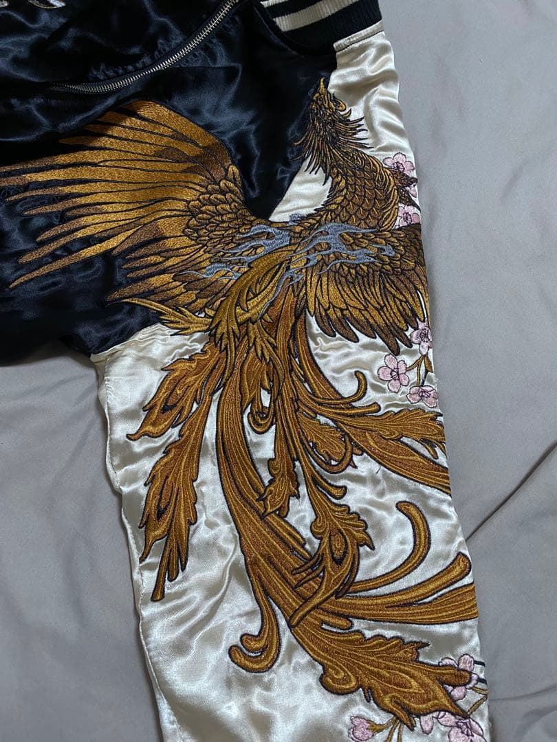 絡繰魂 美品 スカジャン ２面用 日本限定 虎蛇龍 レーヨン unisex