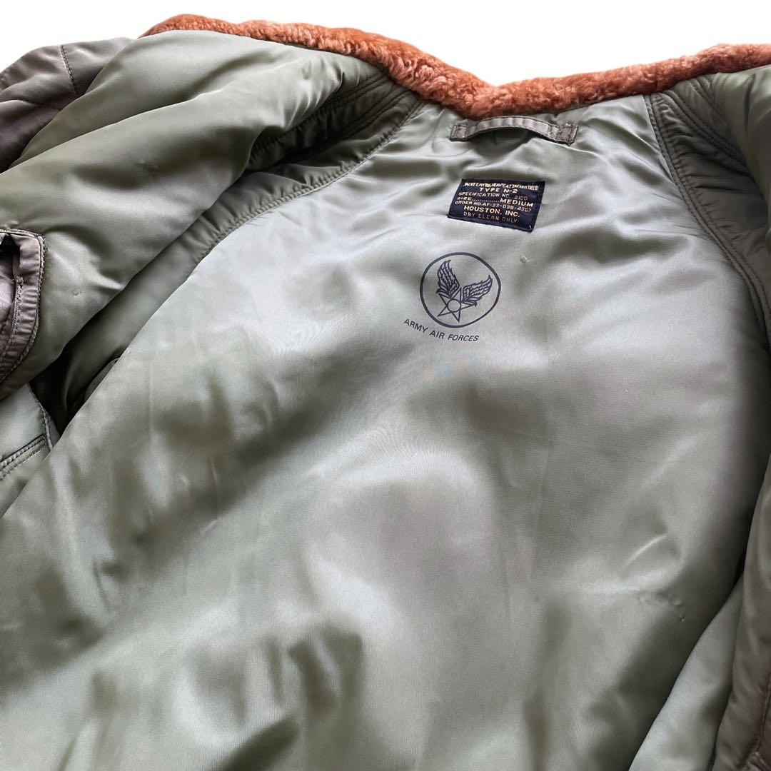 極美品 HOUSTON N-2B フライトジャケット カーキ M ショート丈
