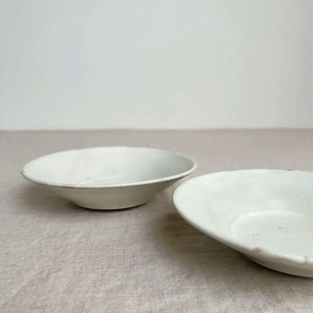 荒賀文成　粉引6寸つば皿　2枚セット