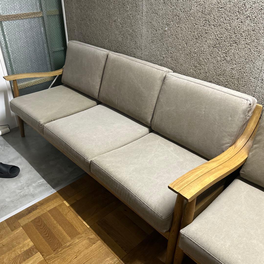 【美品】クラッシュゲート 3人掛けソファ ファブリック 関家具 アルネ