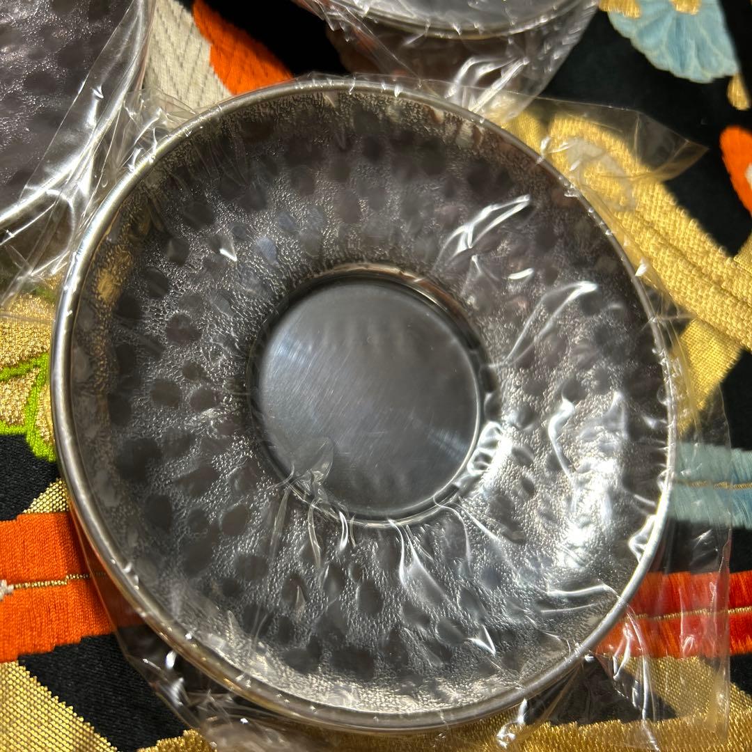 いぶし銀　銀川堂　茶托5枚セット　黄銅製　鎚起銅器