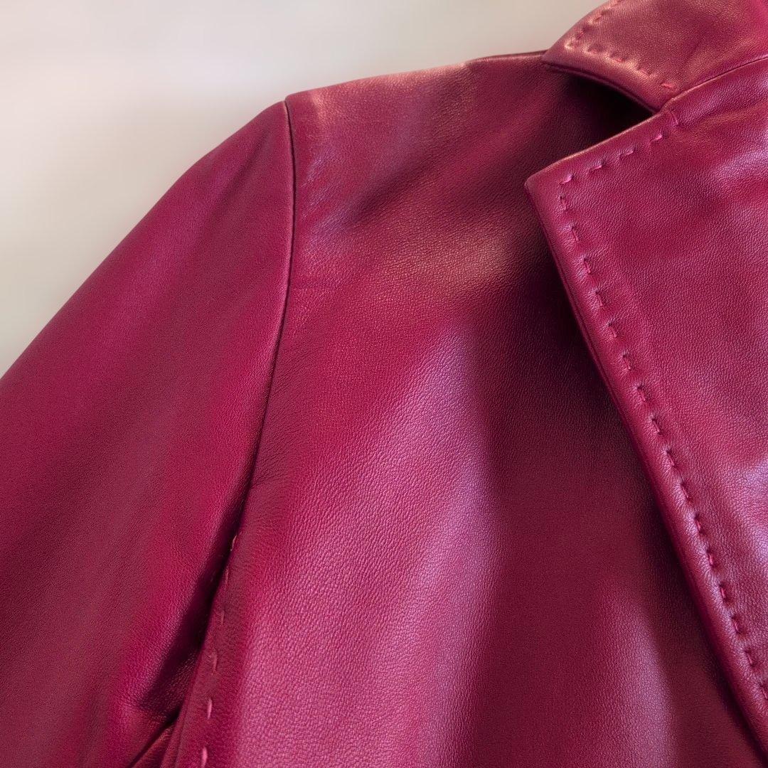 ③ASPRIラムジャケット赤レザーブレザーМ革レッド