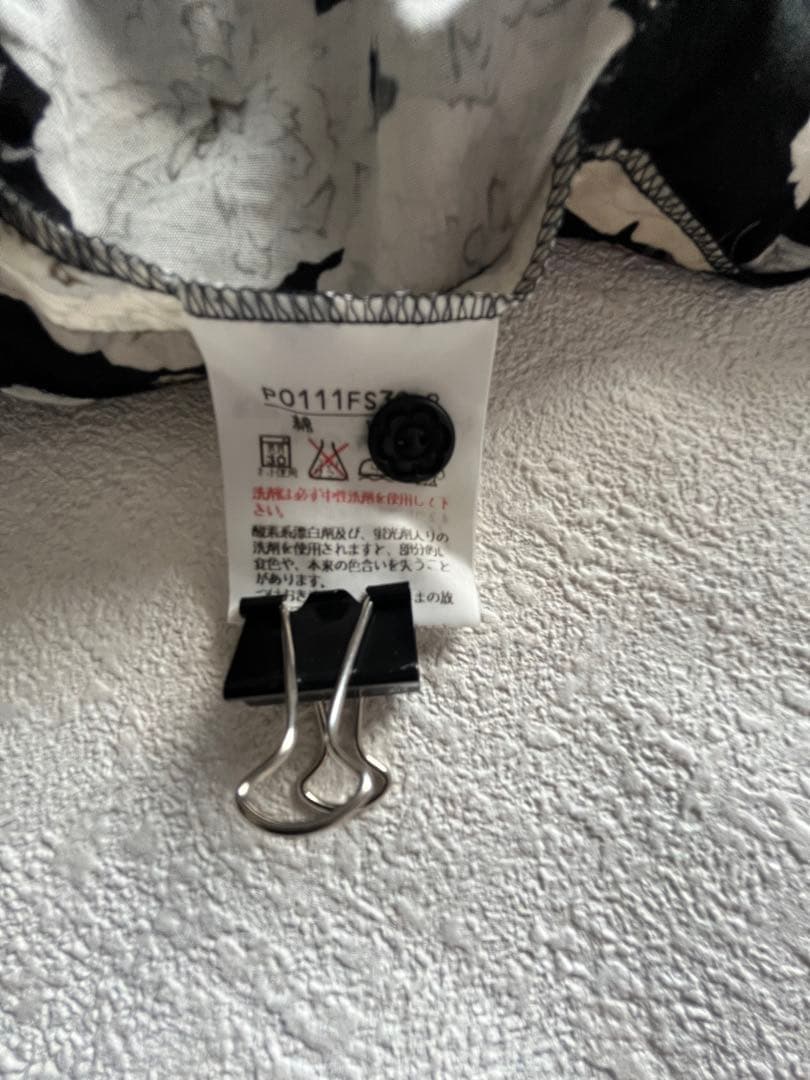 ピンクハウス　花柄ティアードフリルスカート　リボン　コットン　ブラック/ホワイト