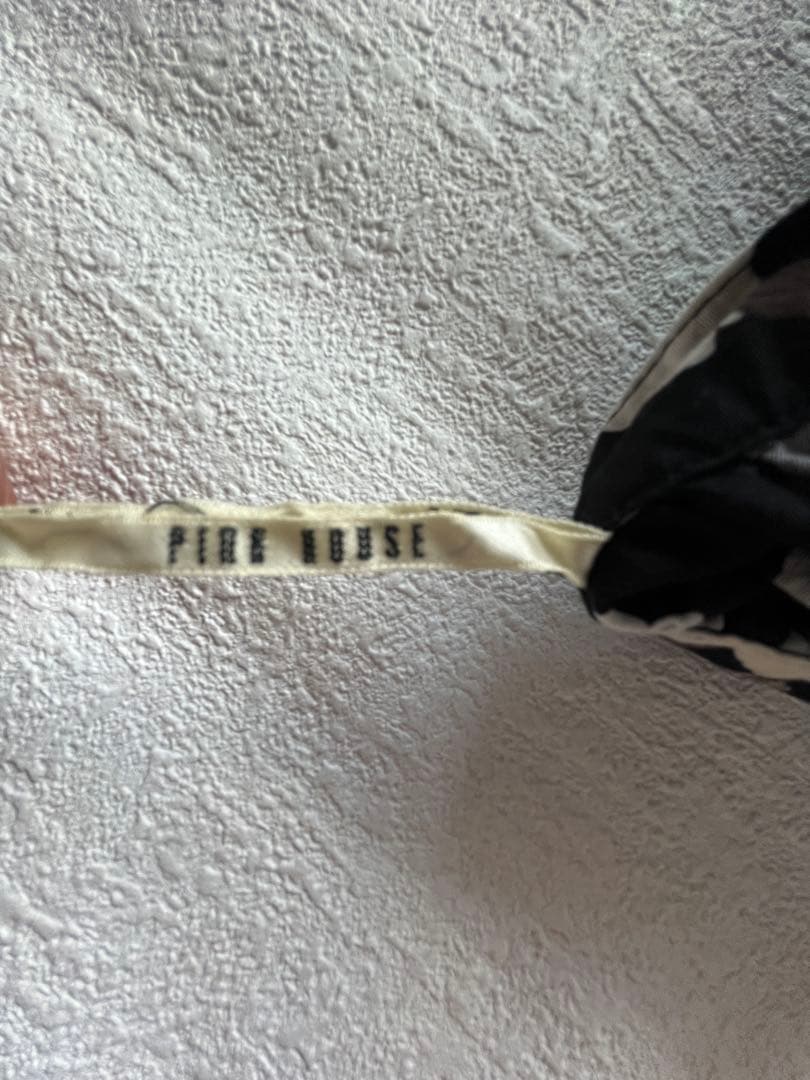 ピンクハウス　花柄ティアードフリルスカート　リボン　コットン　ブラック/ホワイト