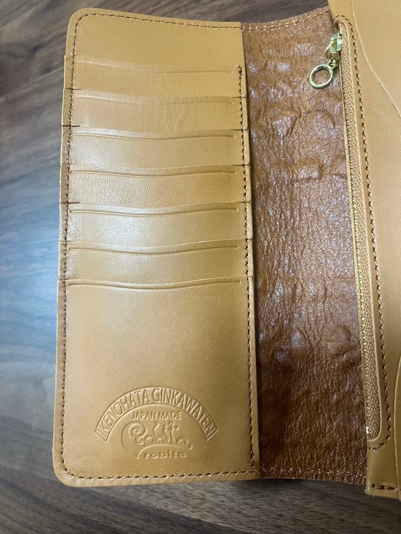 【新品・値下げ交渉可】ロビタ　レザークラフト ベージュレザー長財布