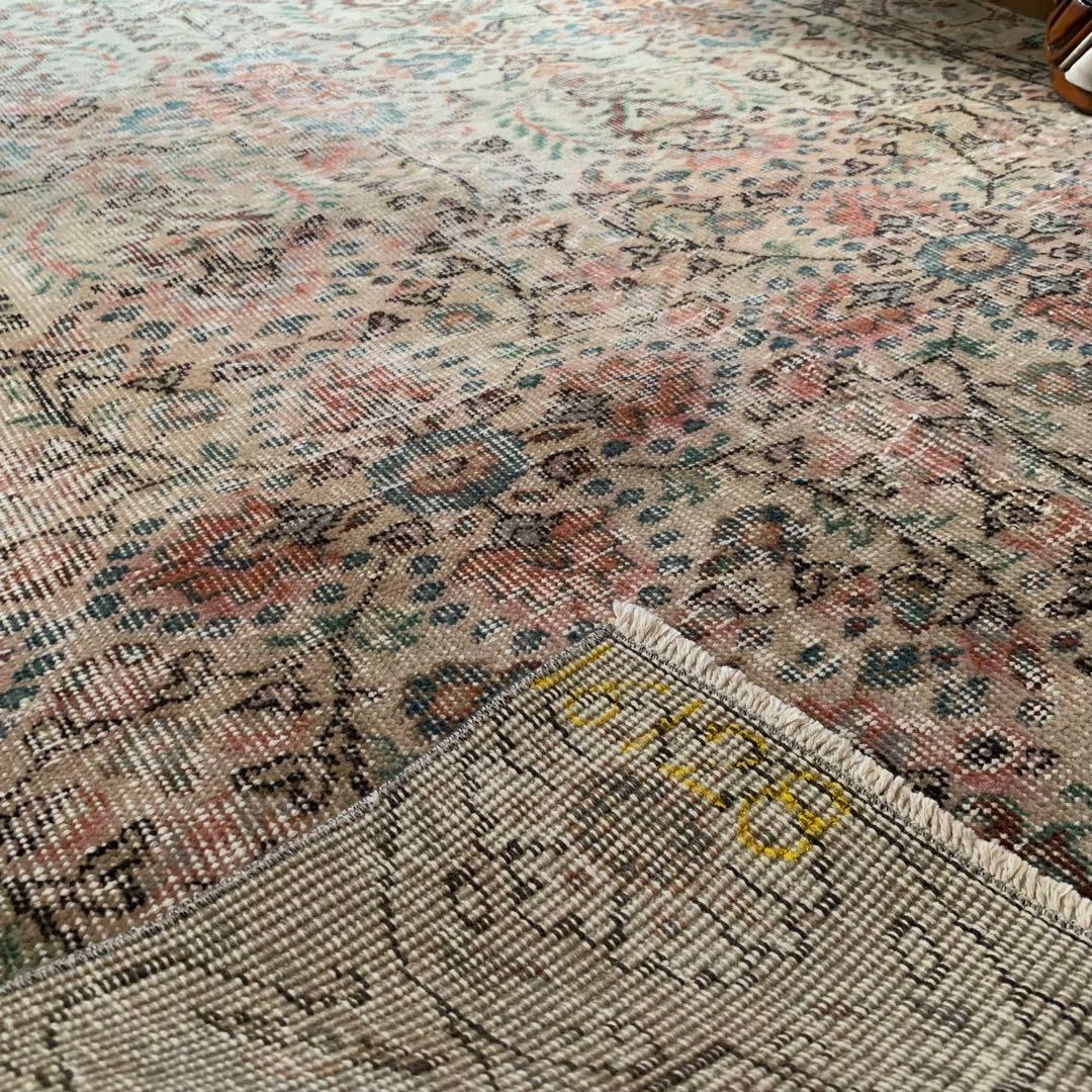 超大判　トルコヴィンテージラグ　268×141 オーバーダイ　ボタニカル