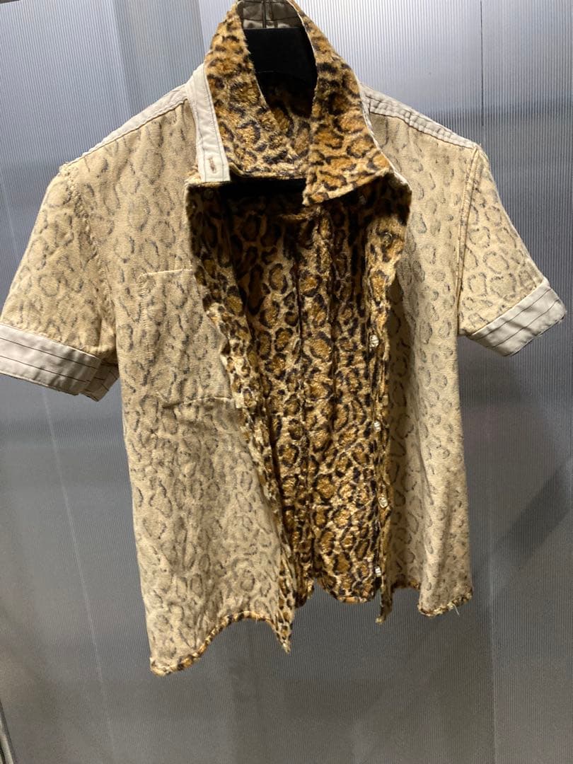 20471120 ヒョウ柄 半袖シャツ レオパード ロック パンク 衣装 M